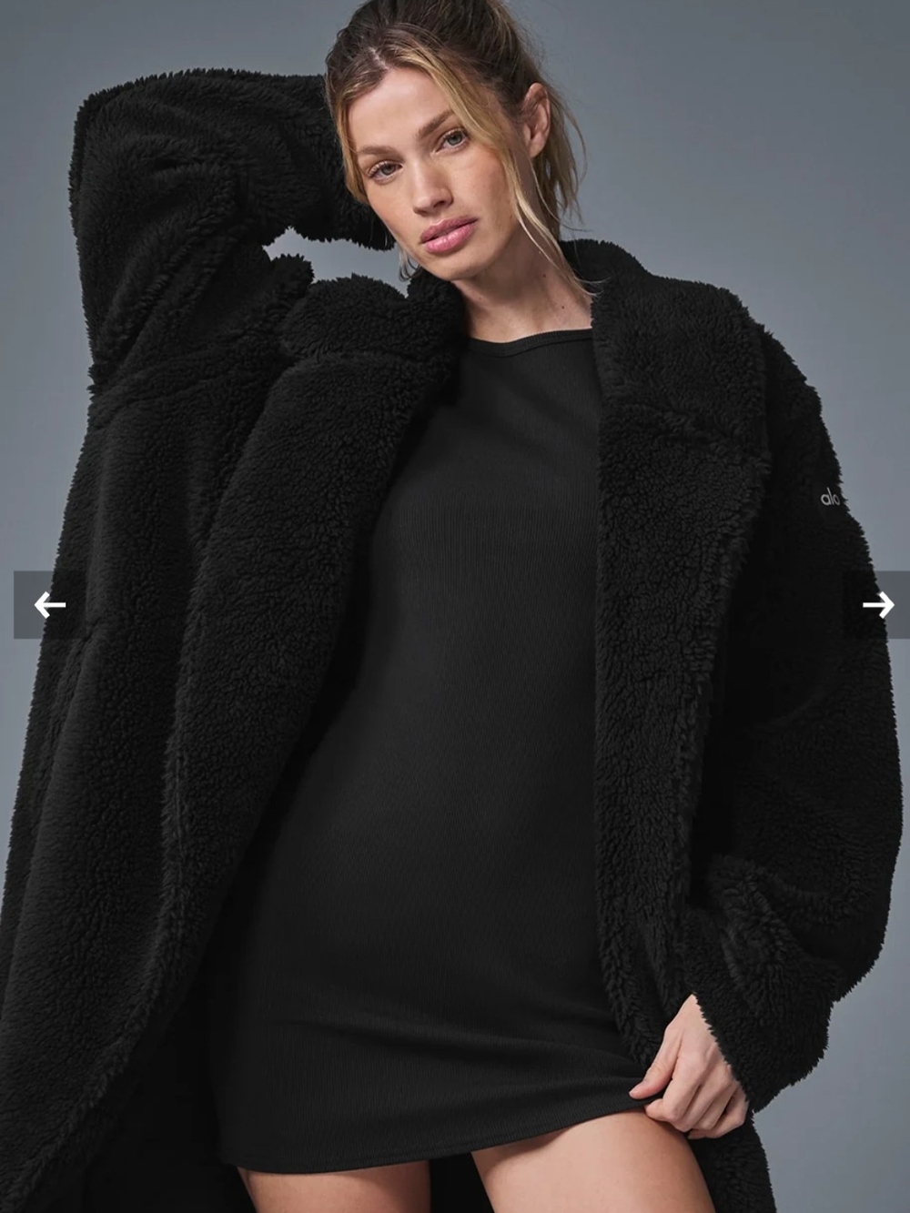 ALO Yoga Women's Plush Black Teddy Coat